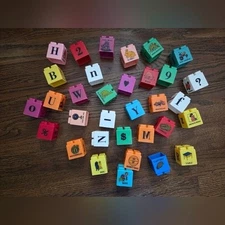 Vtg 33 Piece Lot Learning Stacking Building Blocks