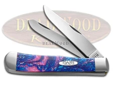 Case xx Knives Pink Blue Sapphire Corelon Trapper Stainless Pocket Knife 6073PBS