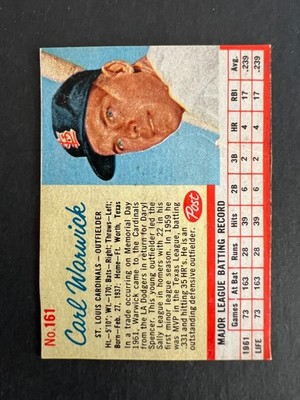 1962 Post Carl Warwick #161, creased - 50% off 5 or more under $5