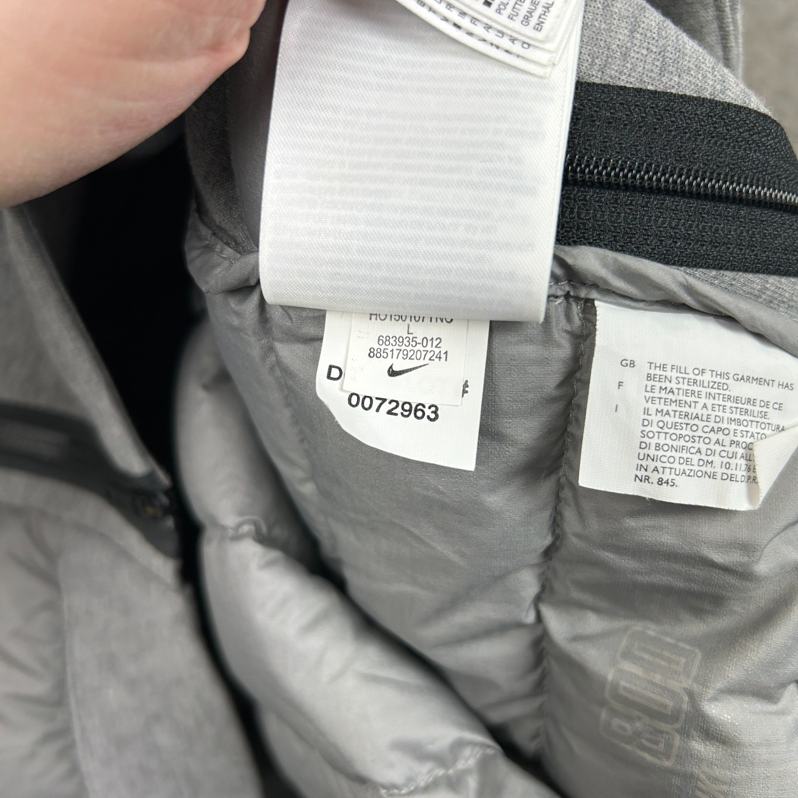 Nike Jumper Womens Large Grey Tech Fleece 800 Aeroloft Goose Down Hybrid Sweater image 7