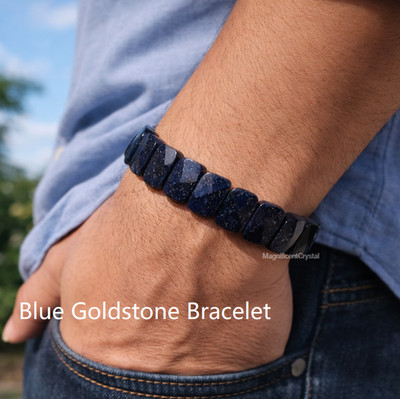 Premium Blue Goldstone Crystal Bracelet Healing Protection Reiki Stretch Jewelry