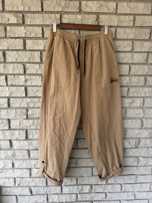 Stussy Desert Khaki Baggy Roll Tab Pants Size XL 