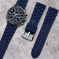 22 23mm For Citizen AT8020 JY8035 Blue Angel Silicone Rubber Strap Watchband New