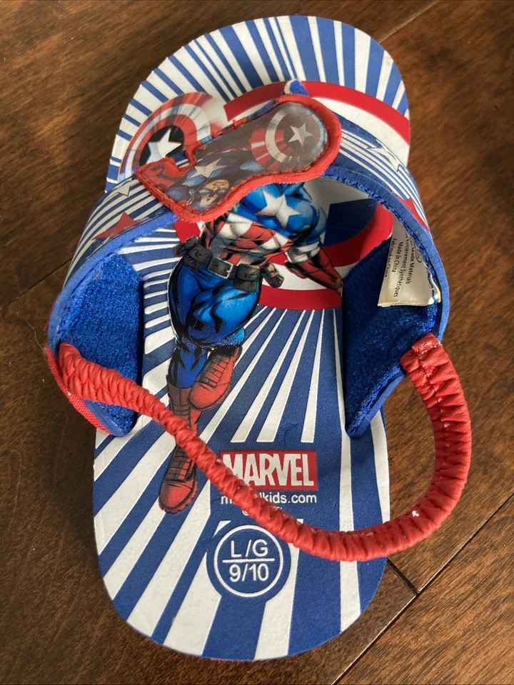Sandalias de playa Capitán América Marvel Superhéroe Chanclas Niño Pequeño Talla L/G 9-10 Foto 4 de 4