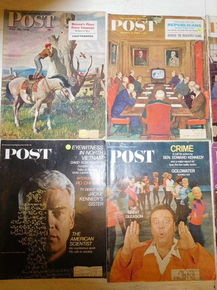 24 Vintage 1949-75 mostly late 60's Saturday Evening POST Magazine Lot ~ RReagan - Image 2 of 4