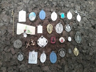 Antique Vintage Catholic Holy Prayer Medallions Pins Misc Lot 28 Pc