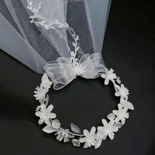 Flower Crowns for Women, Floral Crown with Wedding Veil Headpiece White