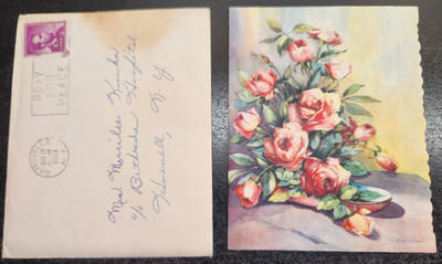 Roses by Artist Lillian Grow Blank Inside Greeting Card - Hand written Note
