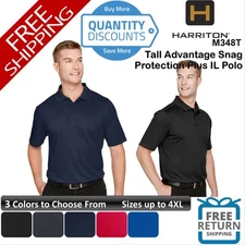 🔥 Harriton Men Tall Advantage Snag Protection Plus IL Polo Up To 4XL M348T