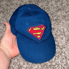 Kids Blue Superman Logo Baseball Cap OSFM Adjustable Strap Cotton