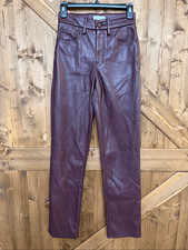 Good American Women s Faux Leather Straight Leg Pants Burgundy READ Size 2/26 9