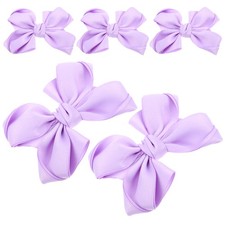  5pcs Baby Hair Bow Clips Purple Bow Barrettes Soft Ribbon Hair Clips for