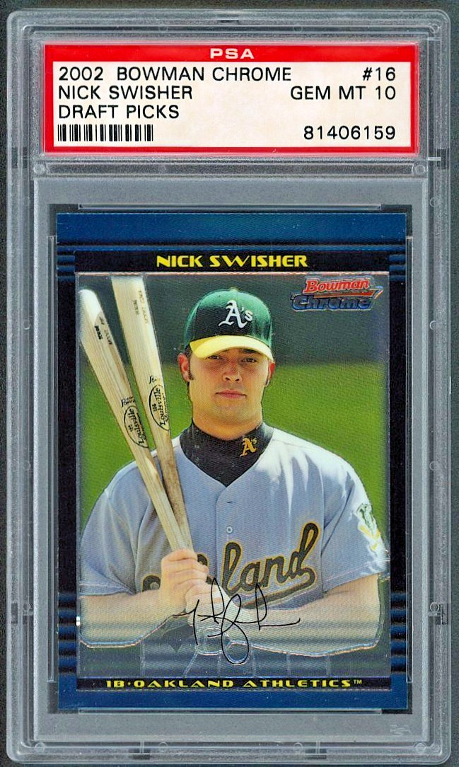 2002  Bowman Chrome - Nick Swisher (RC) Rookie Draft Picks #BDP16 PSA 10 view 9