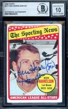 Ken Hawk Harrelson Gem Mint 10 Beckett BAS Signed 1969 Topps All Star Auto