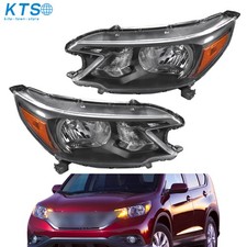 Set Left+Right For Honda CR-V 2012-2014 Halogen Headlight Black Housing Headlamp