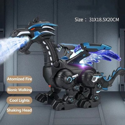 Electric Mechanical Dinosaur Toy Simulation Fire Water Spray Light Model