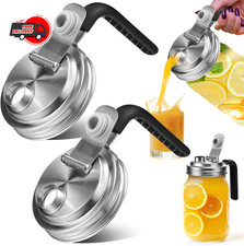 Mason Jar Pour Spout Lid Stainless Steel with Handle, Wide Mouth Pour Spout F