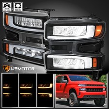 Fits 2019-2021 Chevy Silverado 1500 Sequential Switchback Full Led Headlights