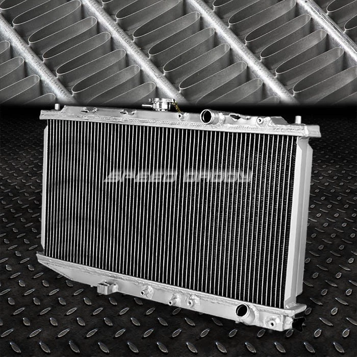 RADIADOR ALUMINIO 2 FILAS + KIT VENTILADOR 2X 9" NEGRO PARA 88-91 CIVIC/CRX/CR-X EF MT D15 Foto 2 de 4