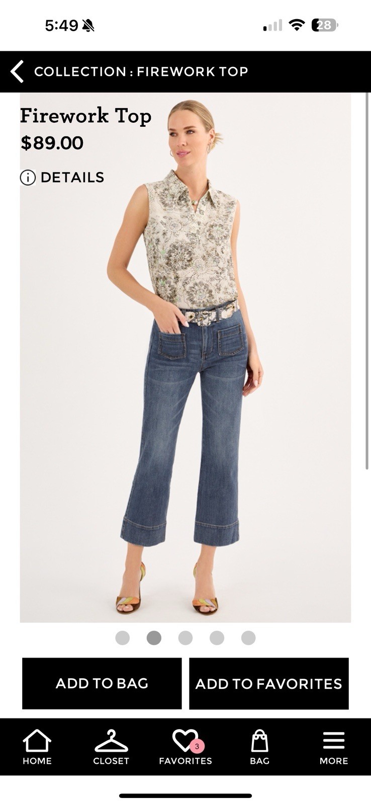 CABI  Firework Top Size Medium Style 6734. Spring 25