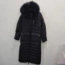 Holland Cooper Finsworth Longline Puffer Fur Hood Black Country Coat Parka Large