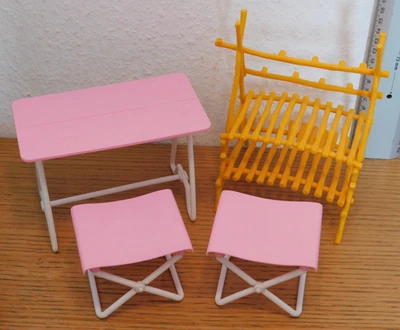 vintage POUPEE BARBIE MATTEL ARCO 1987 TABLE transat CHAISE loving ANIMAL SAFARI - Photo 1/4