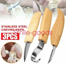 3Pcs Spoon Wood Carving Whittling Hook Knife Cutter DIY Craft Hand Tools 155mm
