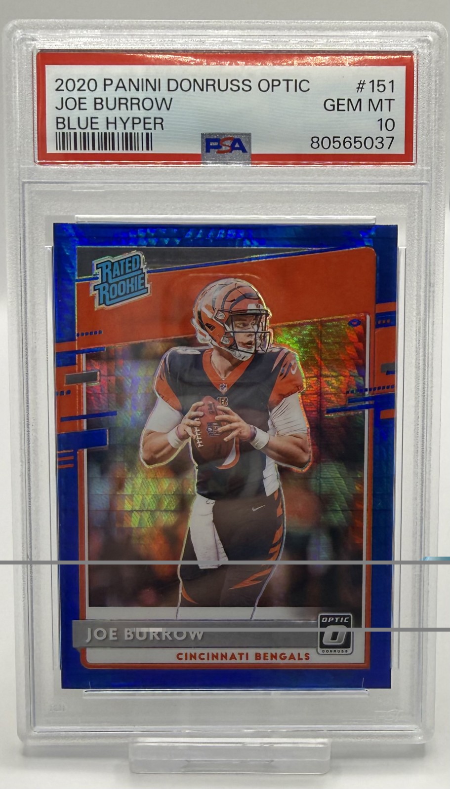 2020 Panini Donruss Optic - PSA 10 Joe Burrow - #151 Blue Hyper Prizm (RC)
