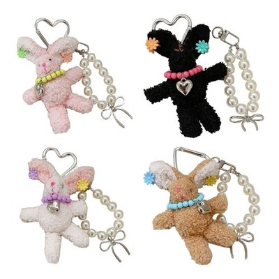 Lovely Handmade Plush Animal Keyring Fashionable Cartoon Rabbit Toy Charm