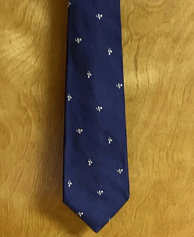 Corbata para hombre 100 % seda Italia AZUL/blanco FLOR $400 rayas de sombra nueva sin etiquetas Foto 3 de 4