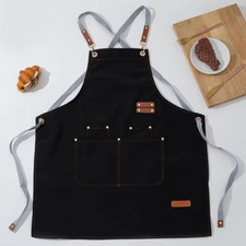 HEAVY DUTY Canvas Kitchen Chef Cooking Apron Cross-Back Adjustable Bib Work BBQ