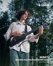    Donner HUSH C Acoustic-Electric Nylon-String Travel Guitar Built-in Tuner
