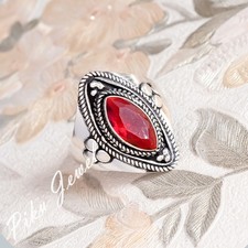 Faceted Garnet Gemstone 925 Sterling Silver New Ring Anniversary Gift Jewelry
