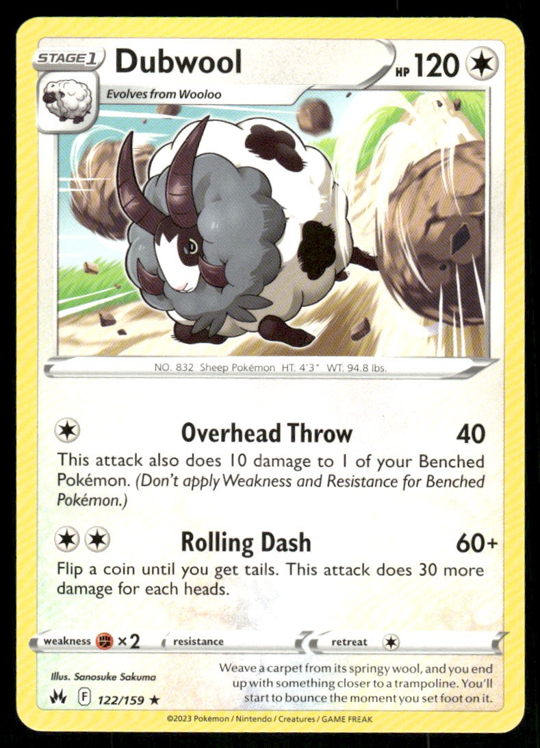 Dubwool 122/159 - Crown Zenith - Rare NM