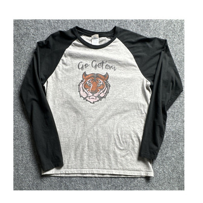 Port & Company Fan Favorite Men's Long Sleeve Go Get'em Tiger Tee Gray Black M