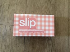 NIB Slip Silk Pillowcase Peach/Pink - Checkered Gingham - peaches Cream - King