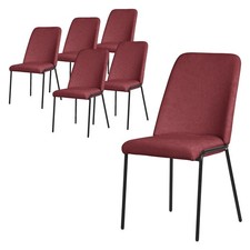 Set 6 sedie da pranzo in poliestere rosso poltroncine imbottite con schienale