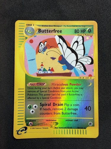 Pokémon TCG Butterfree Expedition Base Set Card 38/165 Reverse Holo Rare NM/Mint