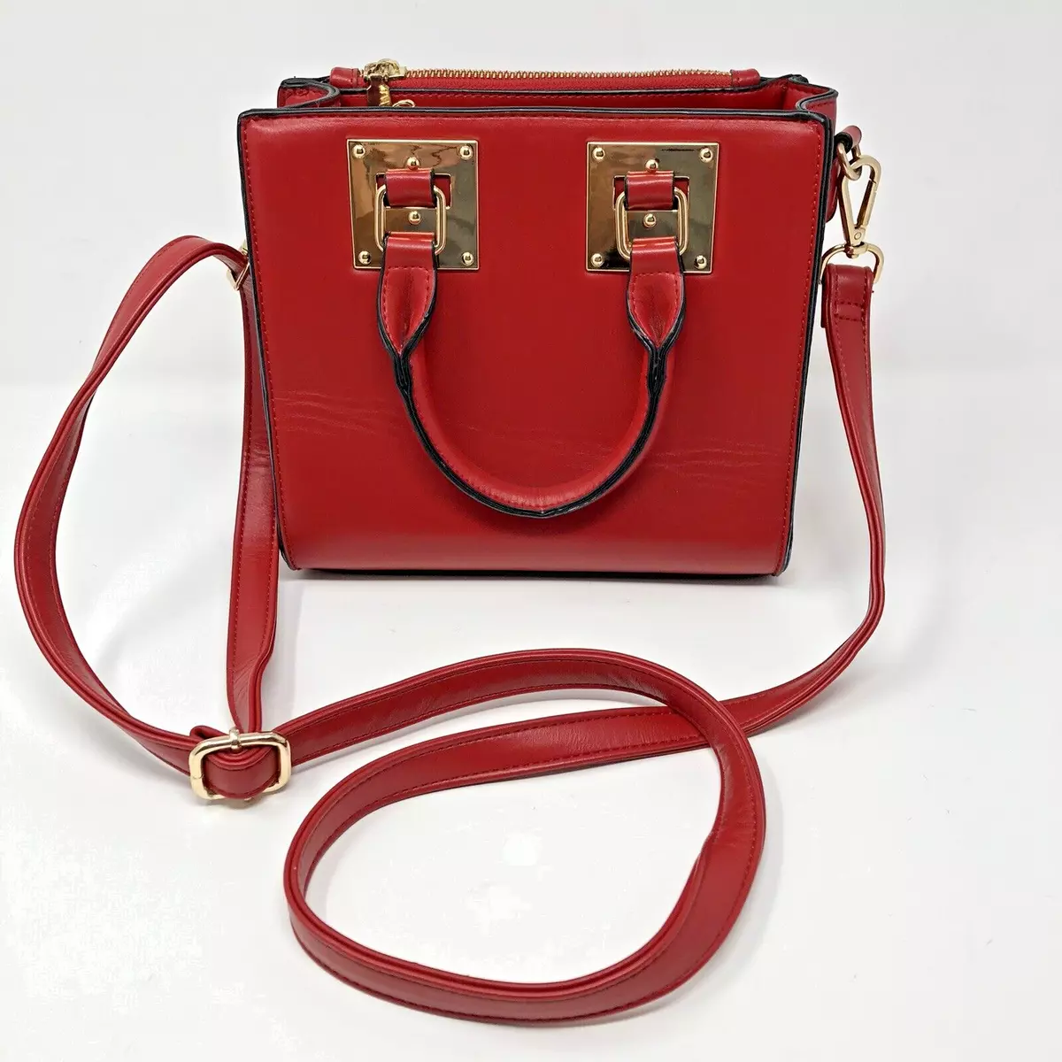 Red Vegan Handbag La Terre Fashion Satchel Crossbody Convertible