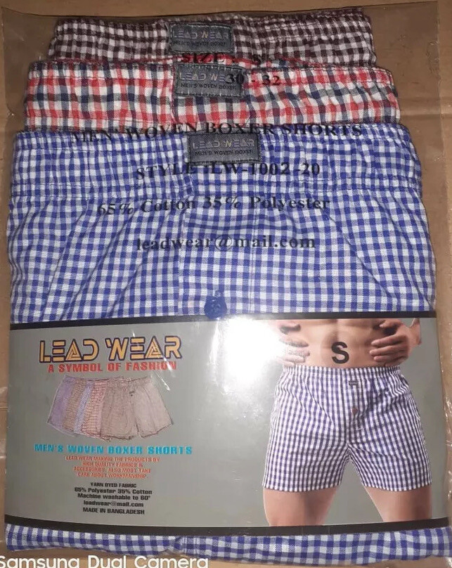 Men's Check Pattern Boxer Shorts 6-Pack - 100% Cotton Woven Briefs Underwear (Multicolor, Size S)