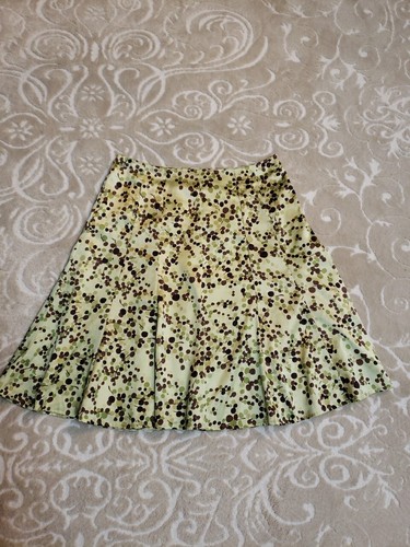 Apt. 9 Skirt Size 10 Green Brown Swing Pleated Flared Lined Stretch - Picture 2 of 7