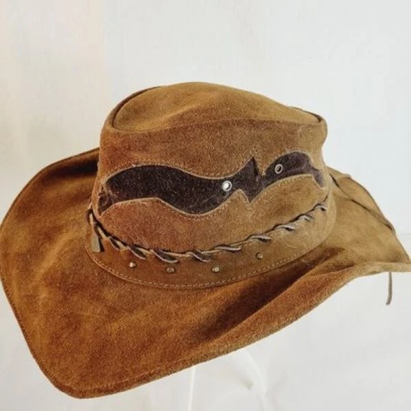 1970s Retro Cowboy Hat Western Vintage Genuine Leather Handcrafted Bullhide Sz L - Image 2 of 4