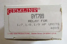 Gemline Refrigerator Relay for 1/7, 1/8, 1/9 HP Units GYT789 Parts New NIB