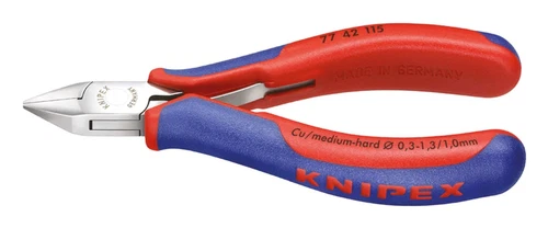 Knipex Elektronik-Seitenschneider 115 mm spitzer Kopf ohne Facette - 77 42 115