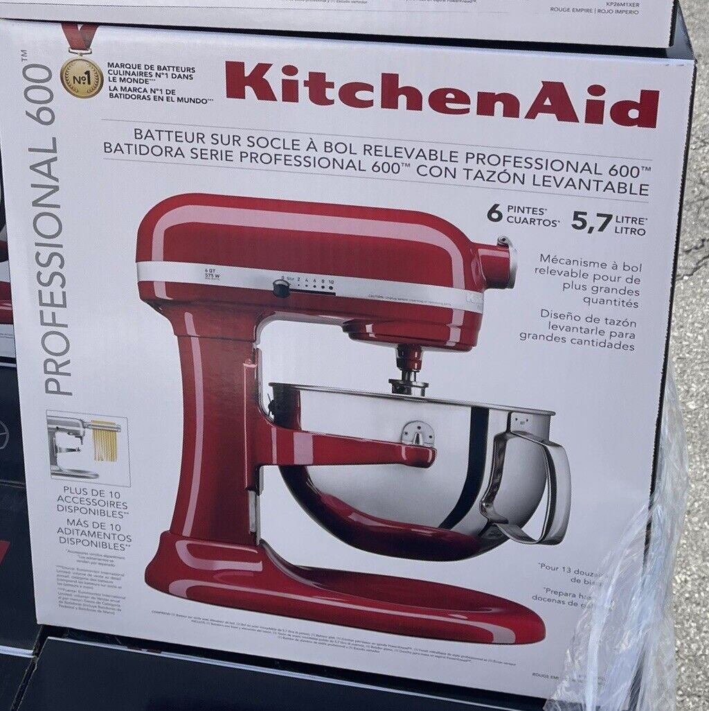  KitchenAid Professional 600 Standing Bowl 5.7 lt. Color Empire  Red, Model KP26M9PCER, 60Hz. 120 Volts. : Hogar y Cocina