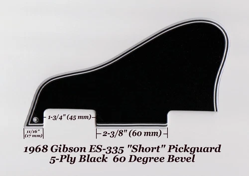 ES-335 SHORT 1968 Pickguard 5-Ply Black 60 Degree fits Gibson Guitar Project NEW