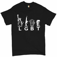 LGBT Liberty Guns Beer Trump T-shirt Keep America Great MAGA 2024 Men's Tee