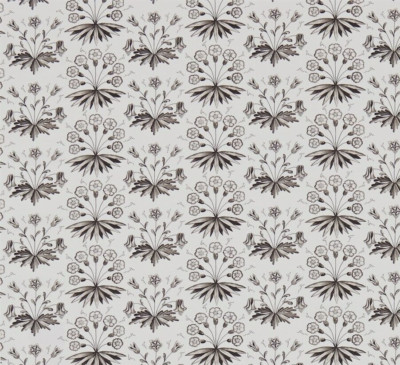 WILLIAM MORRIS CURTAIN FABRIC ''Primrose & Columbine'' 3.6 METRES CHARCOAL/ECRU