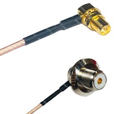 RG316 RP-SMA FEMALE ANGLE to UHF Female Angle Bulkhead RF Cable Rapid-SHIP LOT