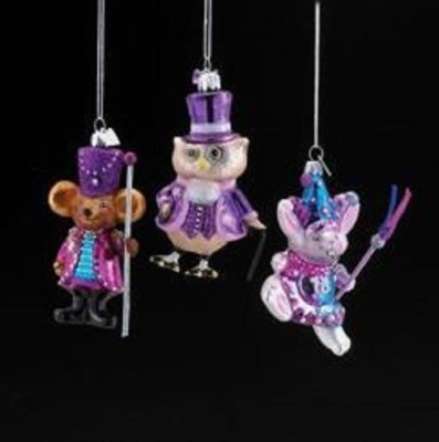 NB0867 Noble Gems Glass Mouse Guard Rabbit Jester Owl King Christmas Ornaments